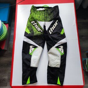 Thor Phase motocross / dirt bike pants black neon green men junior size 26